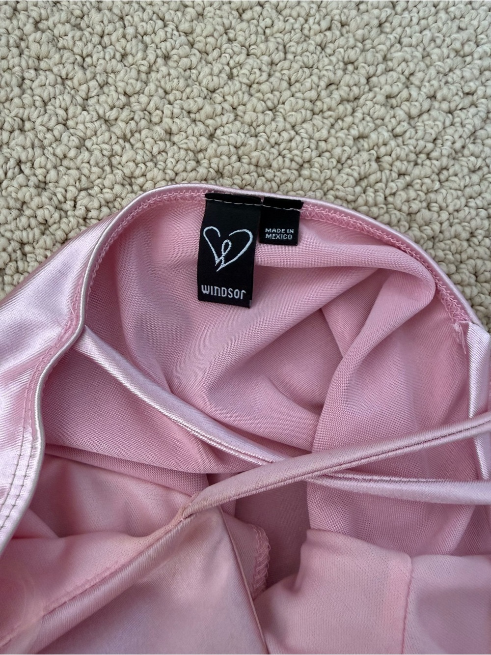 Windsor Satin A-Line Ruched Mini Dress - Blush Pink - Picture 6 of 6